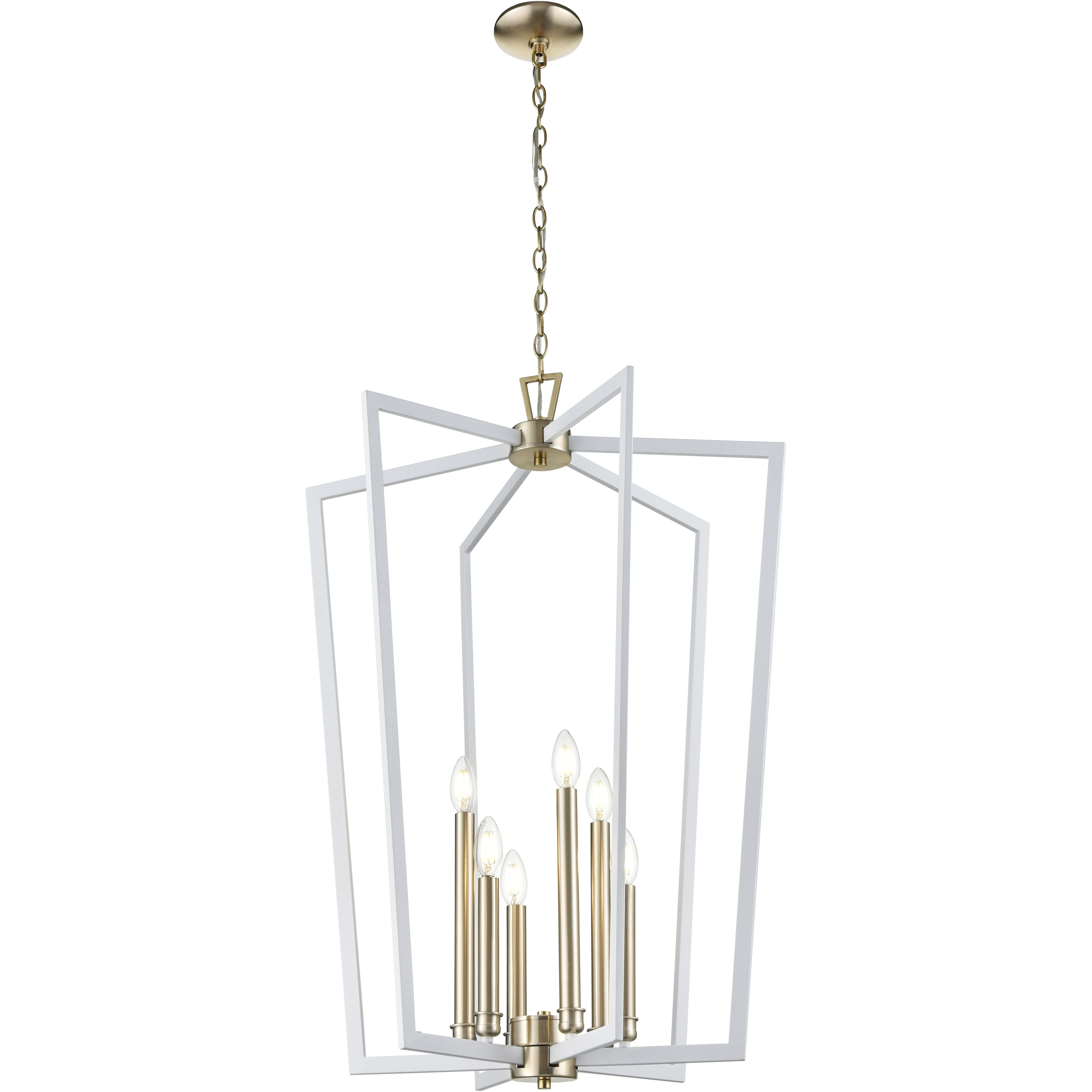 Lizabeth 6 Light 25 inch Matte White/Modern Gold Pendant Ceiling Light